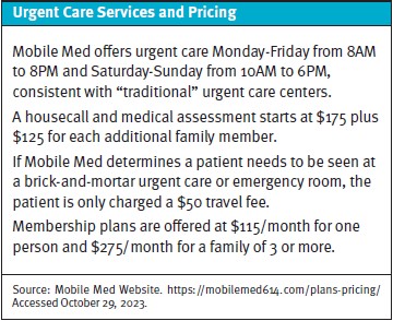 Thinking Outside the Box to Bring Urgent Care to the Patient, Urgent Care Services and Pricing Call Out Box